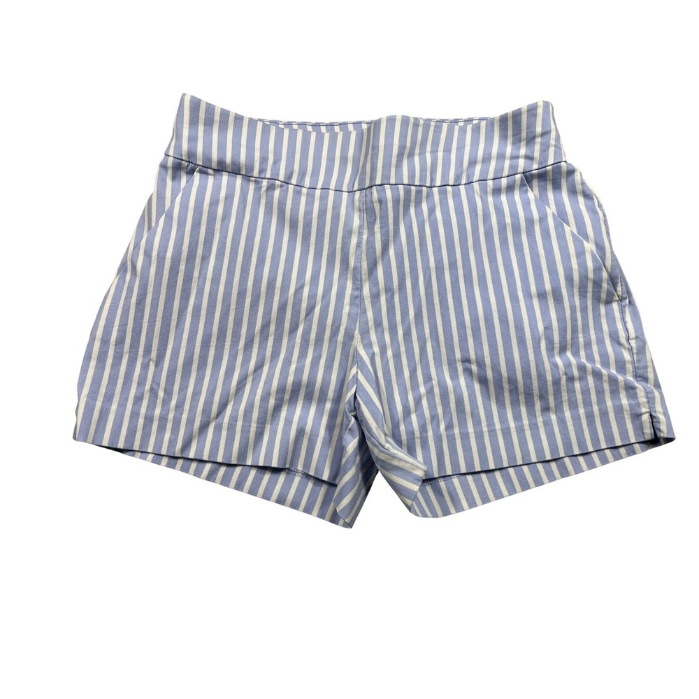 New York & Company Avenue Shorts Medium Blue White Stripe High Rise Preppy